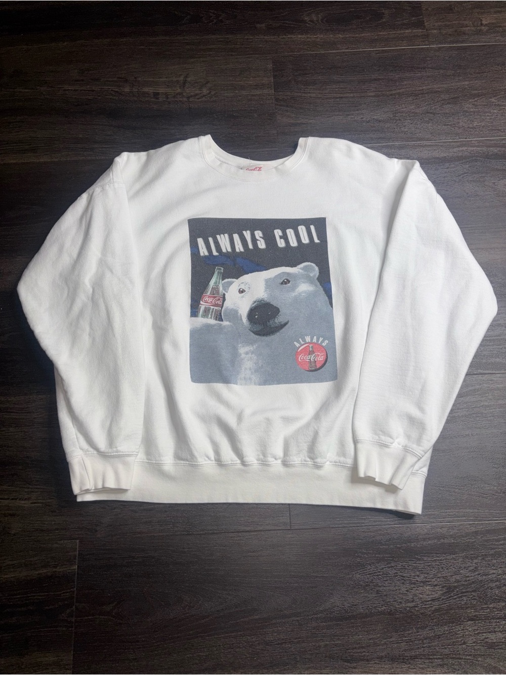 Coca Cola Men Sweatshirt  White Always Cool Polar Bear Graphic Print